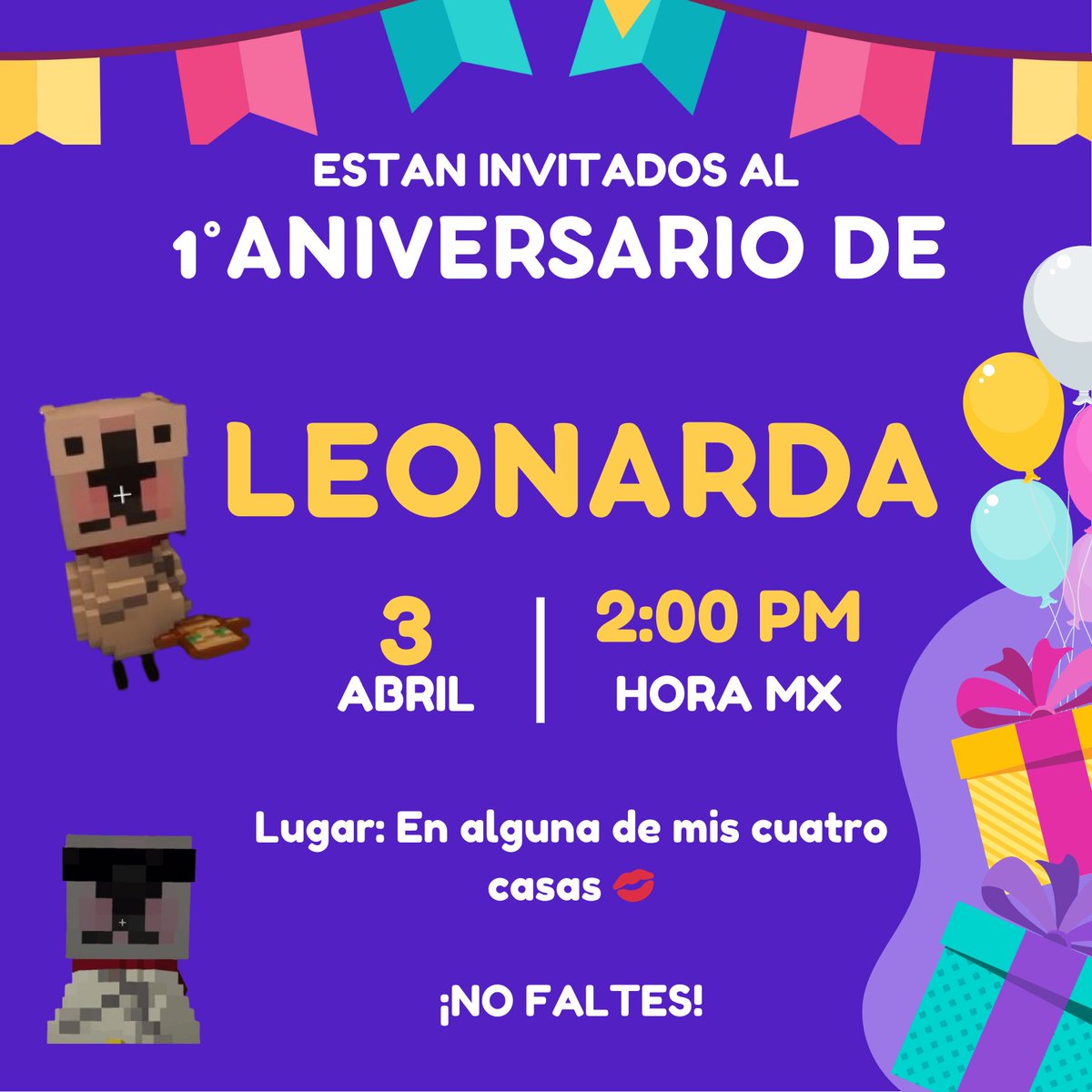 🎉 | Leonarda te invita a su cumpleaños! No faltes!! Les estaremos brindando unas dinámicas para celebrar con ella! 

#Leonarda1stYear #HappyBirthdayleo