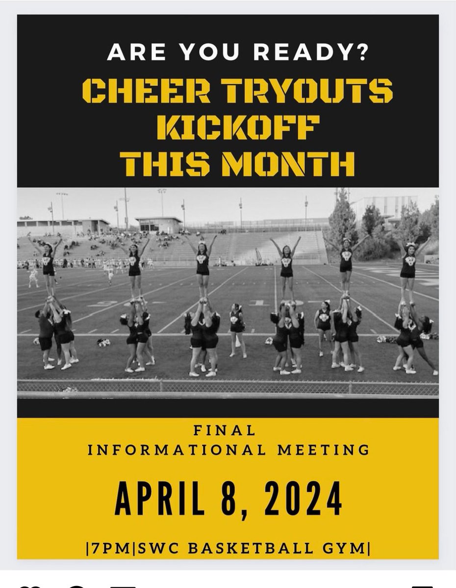 SWCCheer's tweet image. Cheer Tryouts kick off this month! 
#cheertryouts #SWCjags #jaguars #Swccheer 
@swcjags @SWCJaguarFB @SWCASO