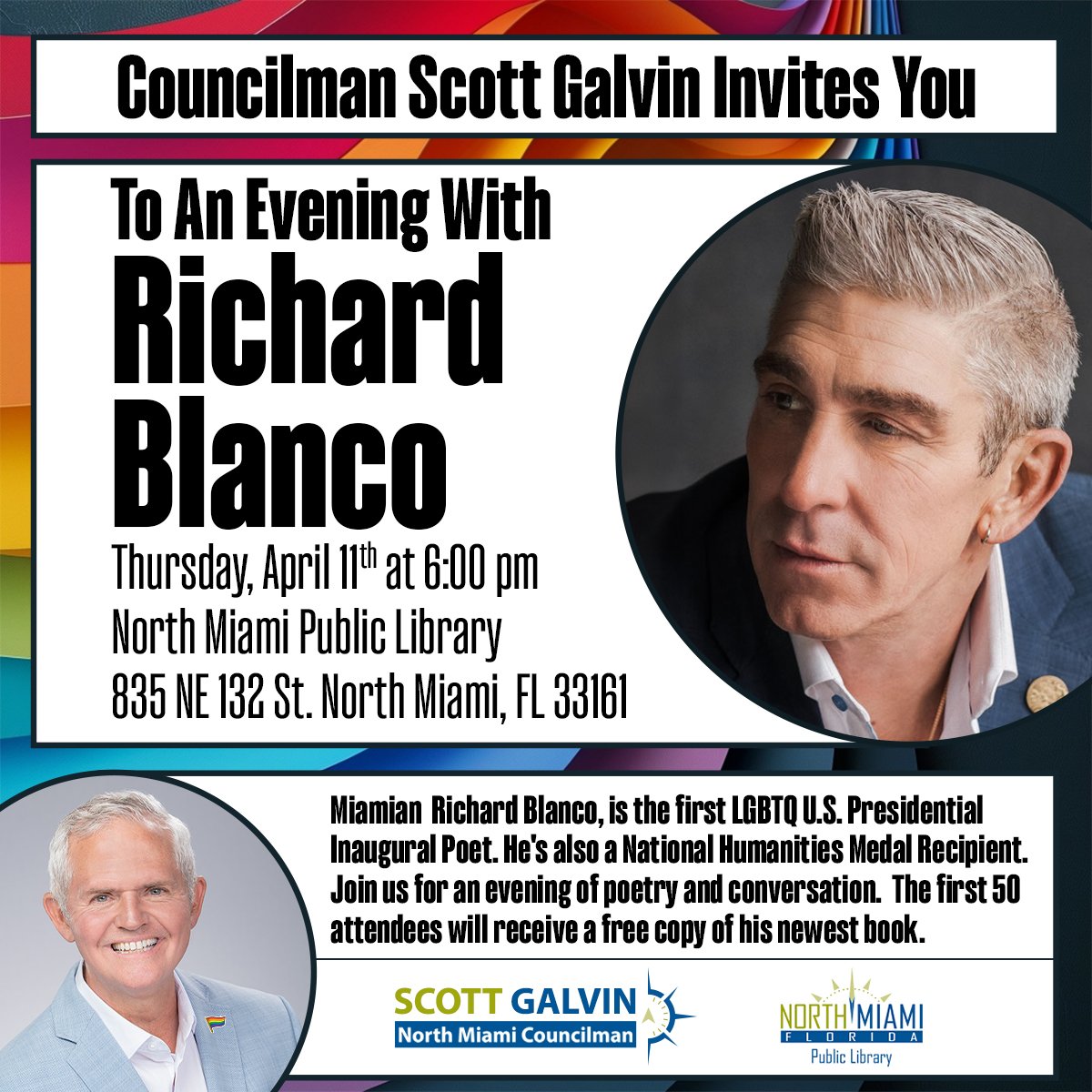 A great event at the North Miami Public Library, cosponsored by the Friends of North Miami Library. And it's FREE! @NoMiNews @rblancopoet