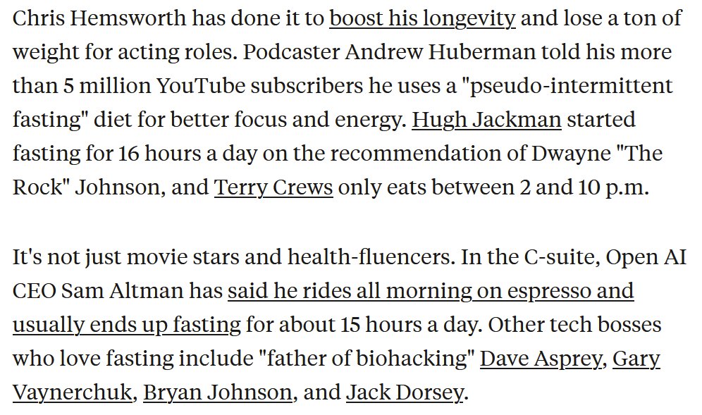 Great article on fasting in @BusinessInsider by Hilary Brueck @Hilarx and Gabby Landsverk @GabbyLandsverk businessinsider.com/intermittent-f… For optimum fasting * try different window of fasting, * timing of fasting relative to sleep * better nutrition The outcomes are often (not