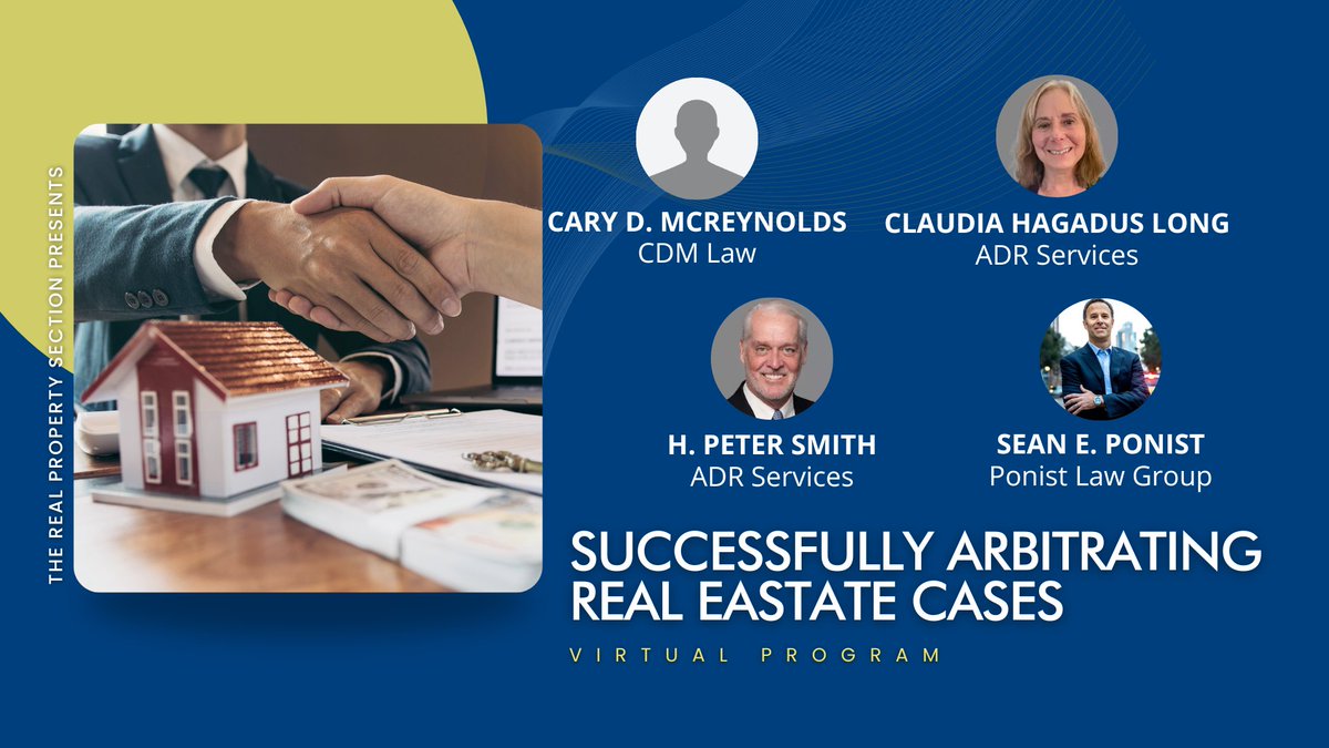 Just a few days left! 🏡 Don't miss your chance to learn all about real estate arbitration strategies from a panel of legal pros! More details and register: bit.ly/43ILrqa