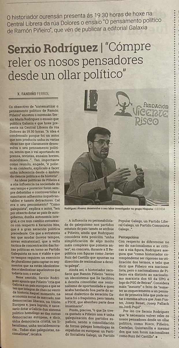 Por aquí vos deixo esta entrevista que me fixeron os amigos do @diarioferrol co adaxo da presentación do meu libro na capital ártabra esta tarde. #Ferrol #Piñeiro