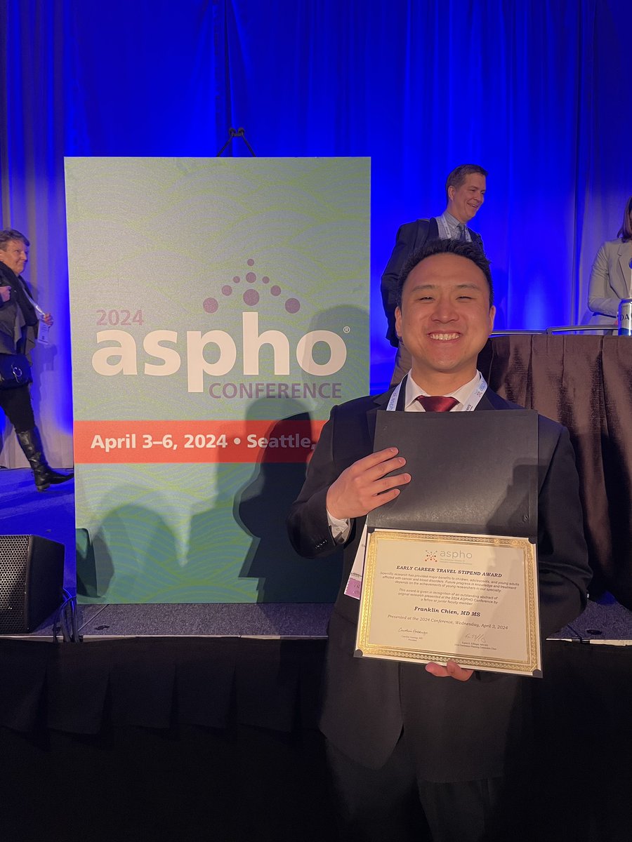 Congratulations to Dr. Frank Chien for winning the #ASPHO2024 Early Career Travel Stipend Award. 🎉