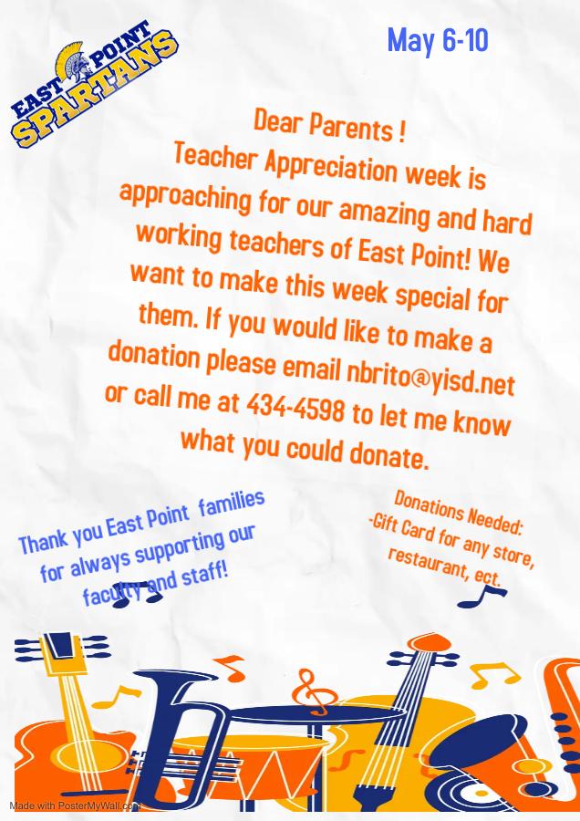 Help make our Teachers feel appreciated 😊💙💛💙💛