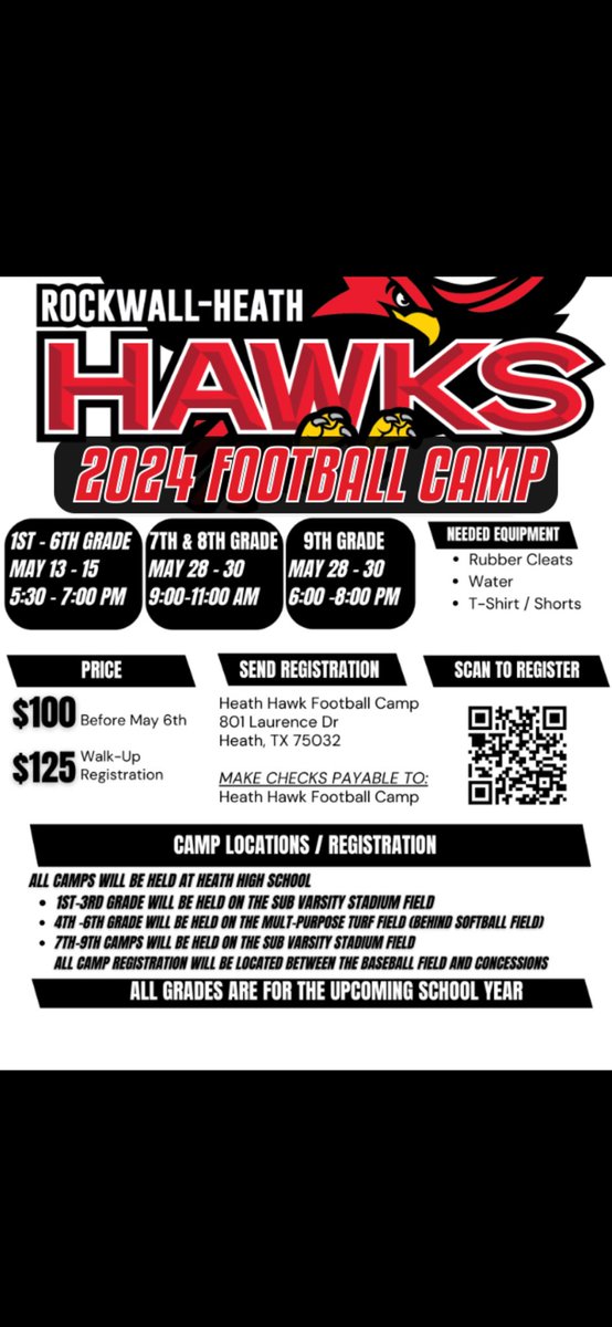 Can’t wait to camp on the soutHside with our future Hawks! Get signed up today.
