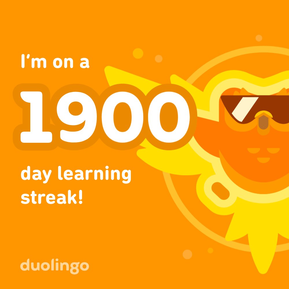 Reached Day 1900 in 🇵🇱 #duolingo