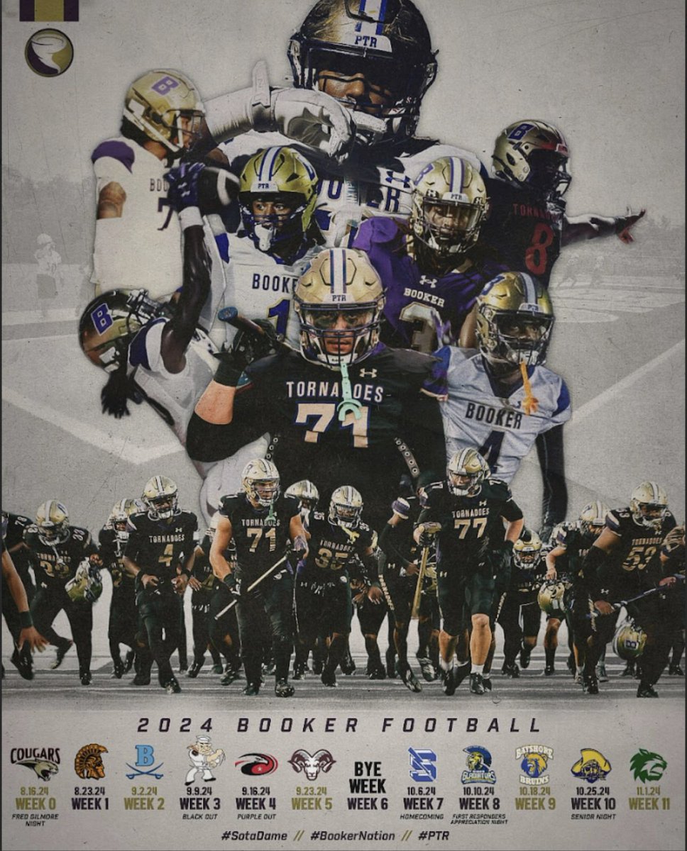 Booker Nation updated 2024 Football Schedule!! Which match up are you guys most looking forward to this fall? #PTR #SotaDame #Year3 #BBB