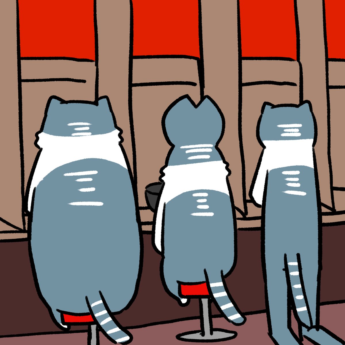 「#本ミリバールみんなで食事に出かけたのに集中カウンターな猫です 」|honmirinのイラスト