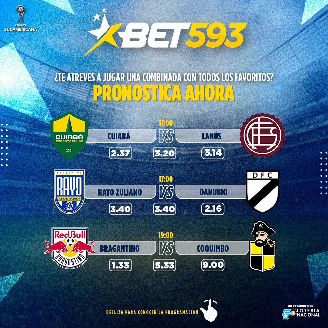 bet593's tweet image. La Copa #Sudamericana también se juega en #minutos no pierdas la oportunidad de multiplicar tus ganancias combinando en @bet593 casa oficial de pronósticos de @LoteriaNacJBG