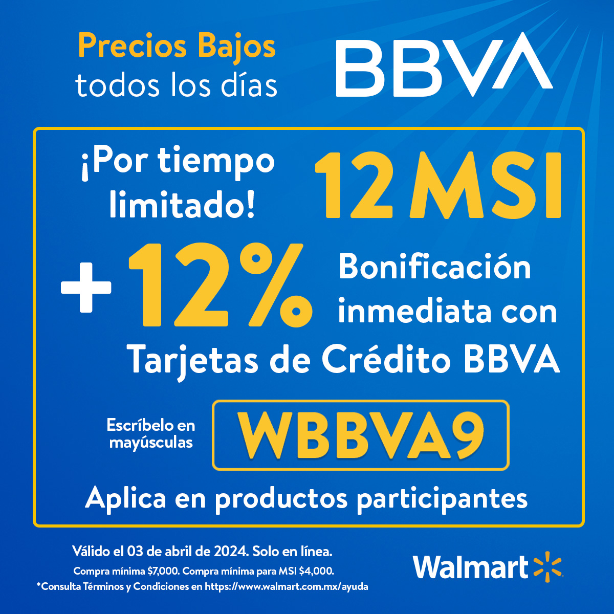 Tus tarjetas BBVA te dan 12% de bonificación y 12 MSI en nuestro catálogo exclusivo en línea utilizando este código🤩 ¡Aprovecha, es válido solo hoy!🏃‍♀️ bit.ly/3PJKd8o