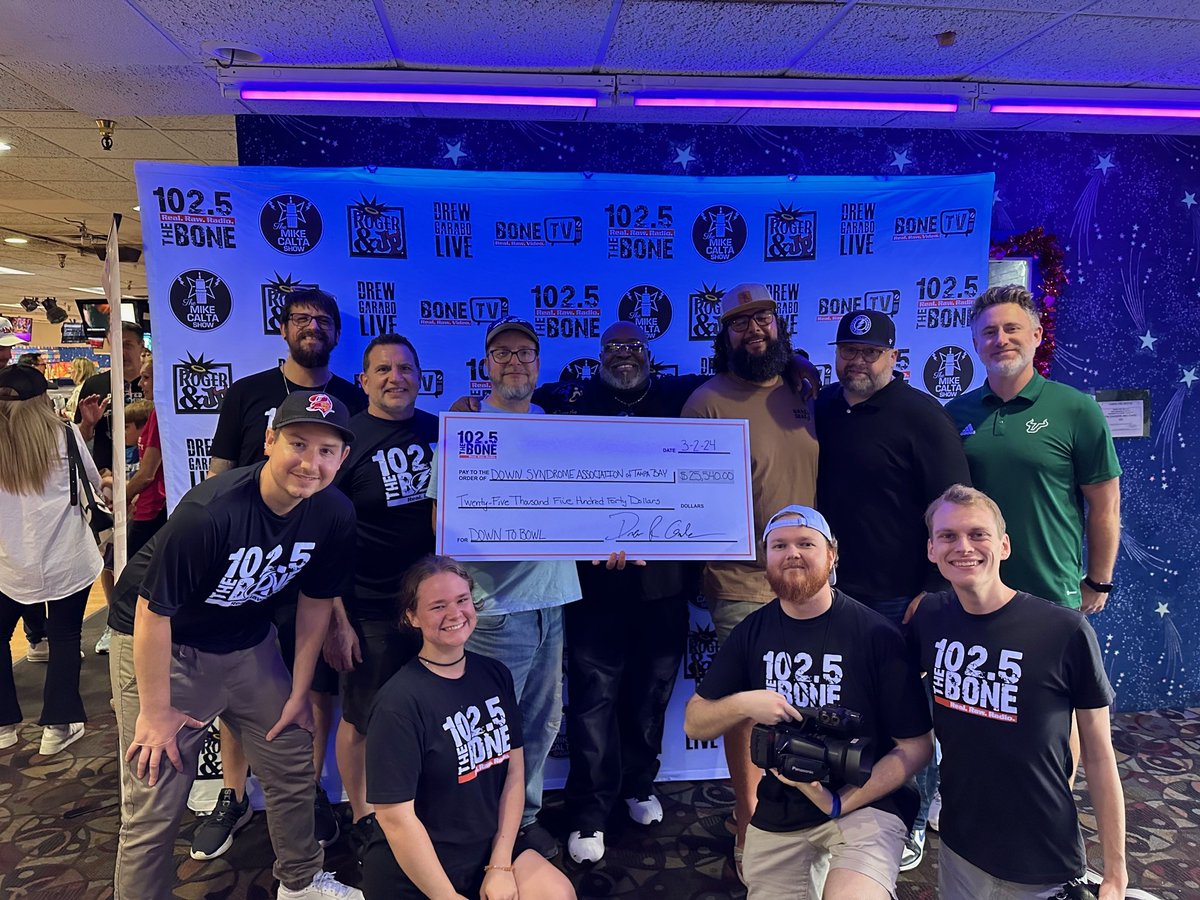 🎳 Bowl for a cause! Drew Garabo & John Senning from @1025TheBone rocked the lanes at Down 2 Bowl raising an incredible $26,500 for the Down Syndrome Association of Tampa Bay. This is the power of community engagement – making a meaningful impact, one frame at a time! #WeAreCMG