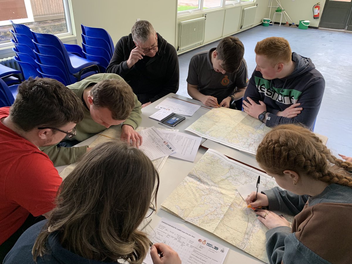 Our first national Gold @DofE expedition of 2024 is a go! Today our participants have travelled to Warcop and done some route planning ready to start their exped tomorrow! @ColCadetsACF @ArmyCadetsUK