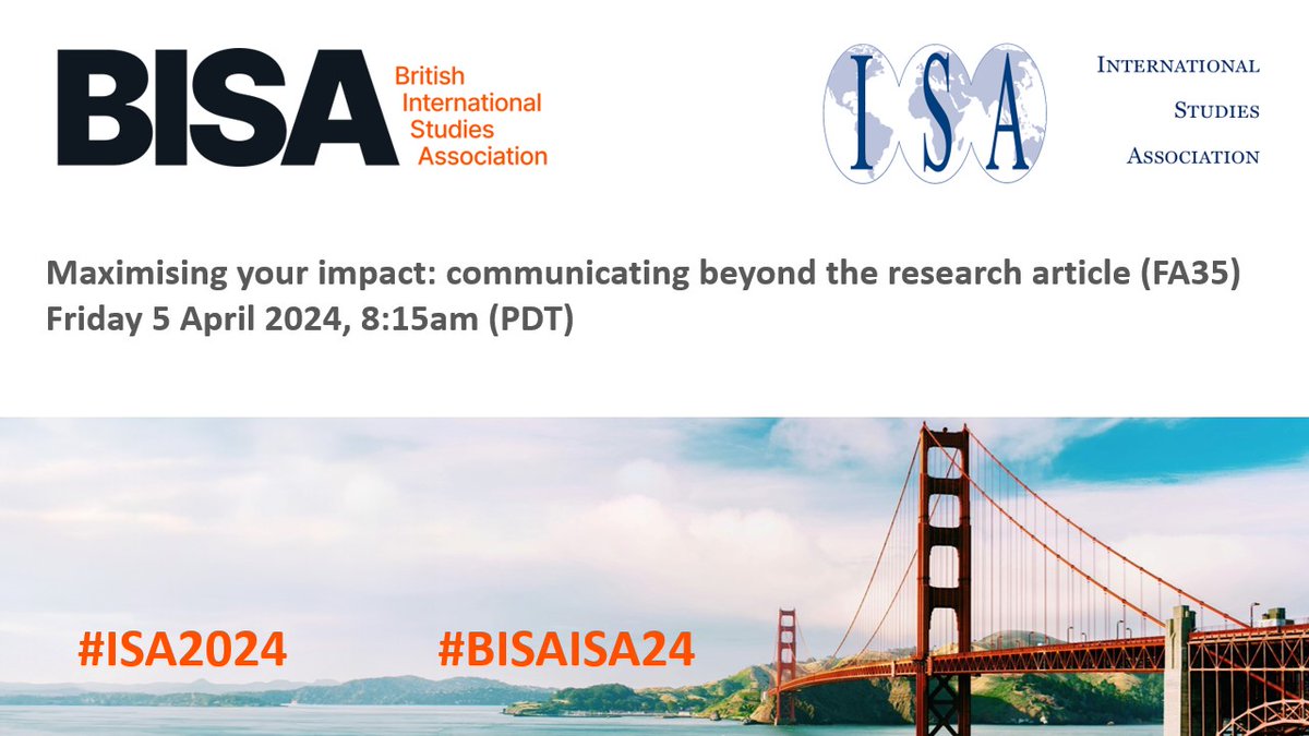 Interested in a bigger audience/impact for your research articles? On Friday morning I'll be speaking at #ISA2024 about exactly this, particularly everything we do @RISjnl and @MYBISA. Also hear from @sarahwdorr @mariana_vieir1 @PolViolence @putputshukla +more