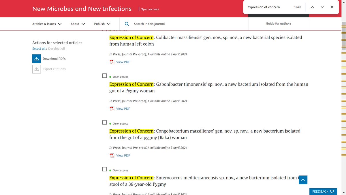 41 Expressions of Concern for Didier Raoult, in the pipeline at 'New Microbes & New Infections'. H/t Encoelia furfuracea at @pubpeer.