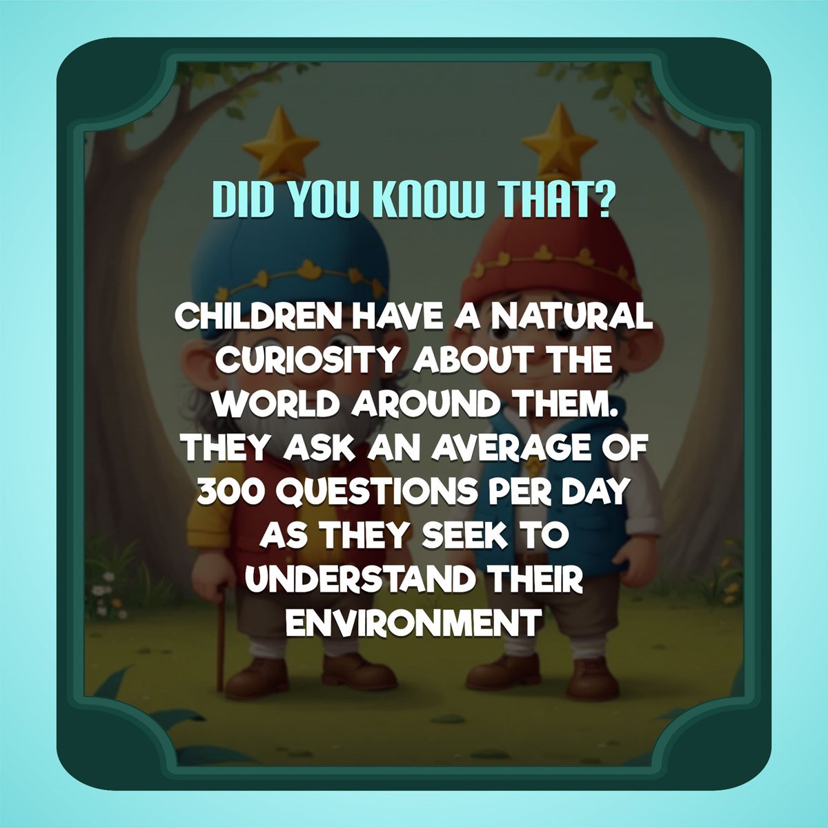 Did you know that?

Children have a natural curiosity about the world around them. They ask an average of 300 questions per day as they seek to understand their environment.

See the first comment to order your book now!

#radiantrainbowcap #Bonnielieberman #childrensbooks