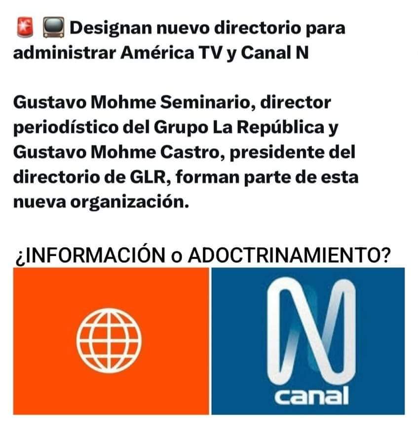 El papá y el hijito toman las riendas de estos 2 canales seguro los llevarán a la ruina como lo estan haciendo con el el pasquín de La Republica.a tener cuidado con estos 2 sicarios de la informacion .