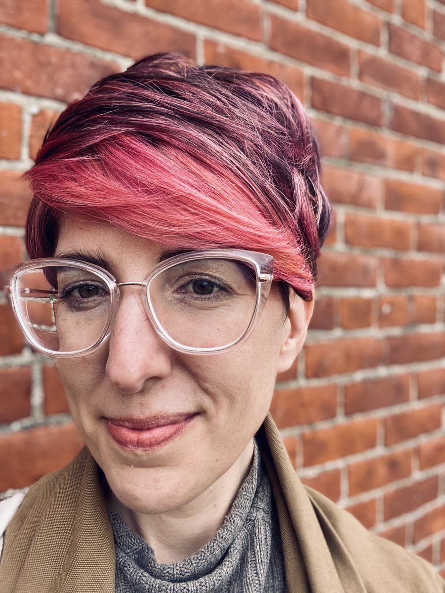 In my professional headshot my hair is purple, but in my current professional life my hair is pink.