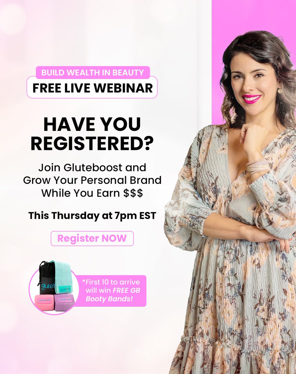 HAVE YOU REGISTERED? 🌟 📅 This Thursday at 7pm EST, we’re hosting an exclusive event. Join us and supercharge your personal brand while earning $$$! 🎁 Bonus: The first 10 attendees will score FREE GB Booty Bands! 🎉 Register NOW!👇🏻 buildwealthbeauty.com