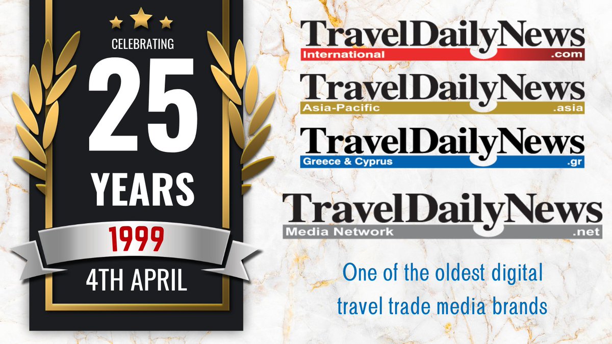 TravelDailyNews's tweet photo. 🎉 Celebrating 25 incredible years! Since 1999, #TravelDailyNews has been your go-to source for the latest in #Travel &amp; #Hospitality. From Athens to the world, we've covered the globe's vibrant tourism. Thank you for being part of our journey! 🌍✈️ #TDN25Years #TourismNews https://t.co/JWHekkCaIo