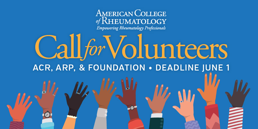 The ACR, ARP, & @RheumResearch need you! Expand your professional network & make a difference in #rheum. Get involved & volunteer for an open position on the board of directors or a standing committee today. Deadline June 1. Learn more → acr.tw/4aFwLug
