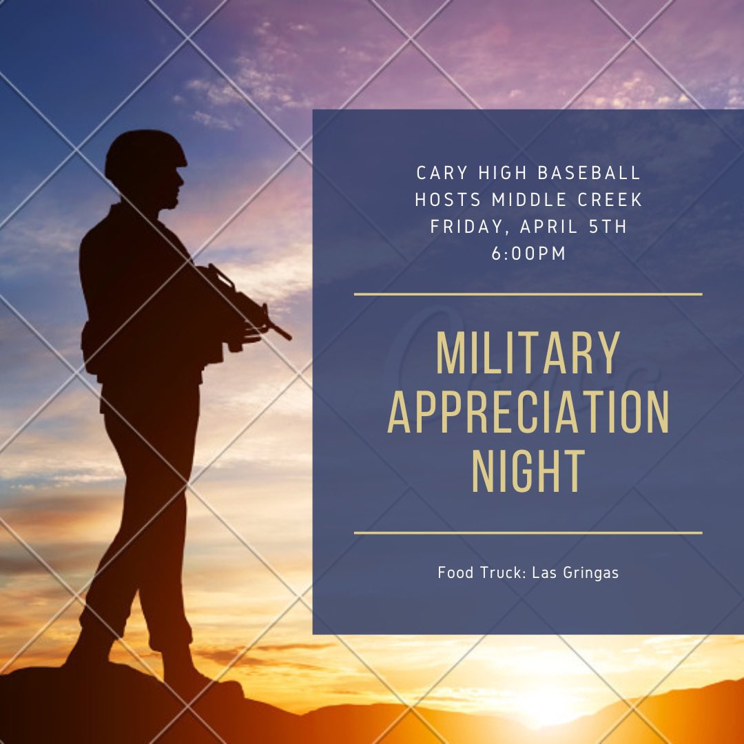 🚨THIS FRIDAY NIGHT🚨 @ImpsBaseball want to recognize all military at Friday night’s game on the field! Meet at the top of the stairs on the 3rd base side by 5:40pm! @jbarefoot8700 @WRALAaron @MayorWeinbrecht @RyanforCary @loribush Please spread the word! 🇺🇸