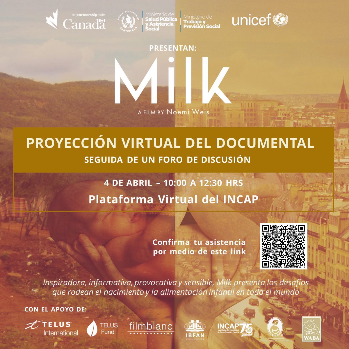 🎬 ¡MAÑANA! No te pierdas la proyección especial de la película “Milk”. Invitamos a profesionales de la salud, nutrición y especialistas a sumergirse en esta mirada universal sobre la política y la alimentación infantil. 🔗 Vía zoom: bit.ly/3PND5HP