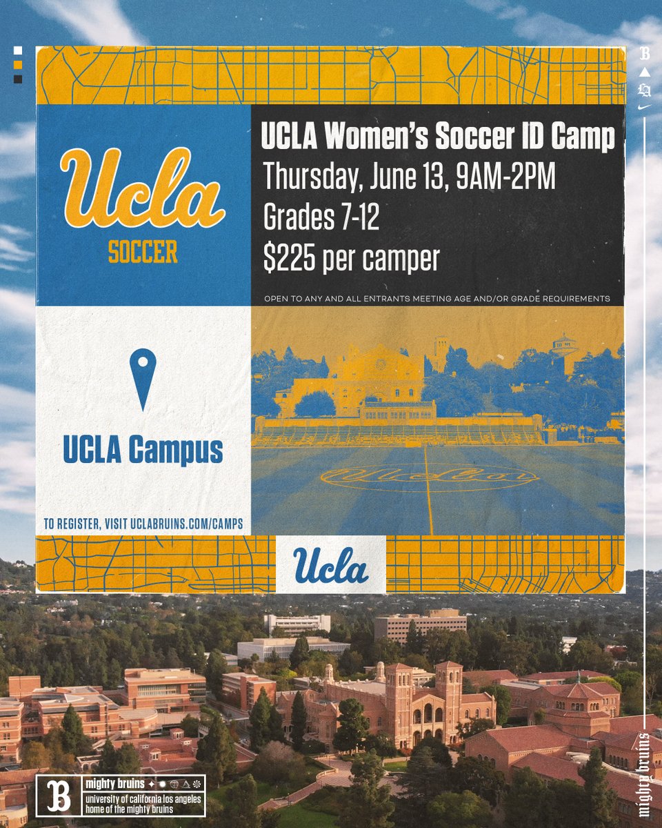 Our first summer College ID camp will take place on Thursday, June 13 from 9am-2pm. The camp is open to girls grades 7-12, as of Fall 2024. Registration is now open ➡️ ucla.in/4cAlgWz