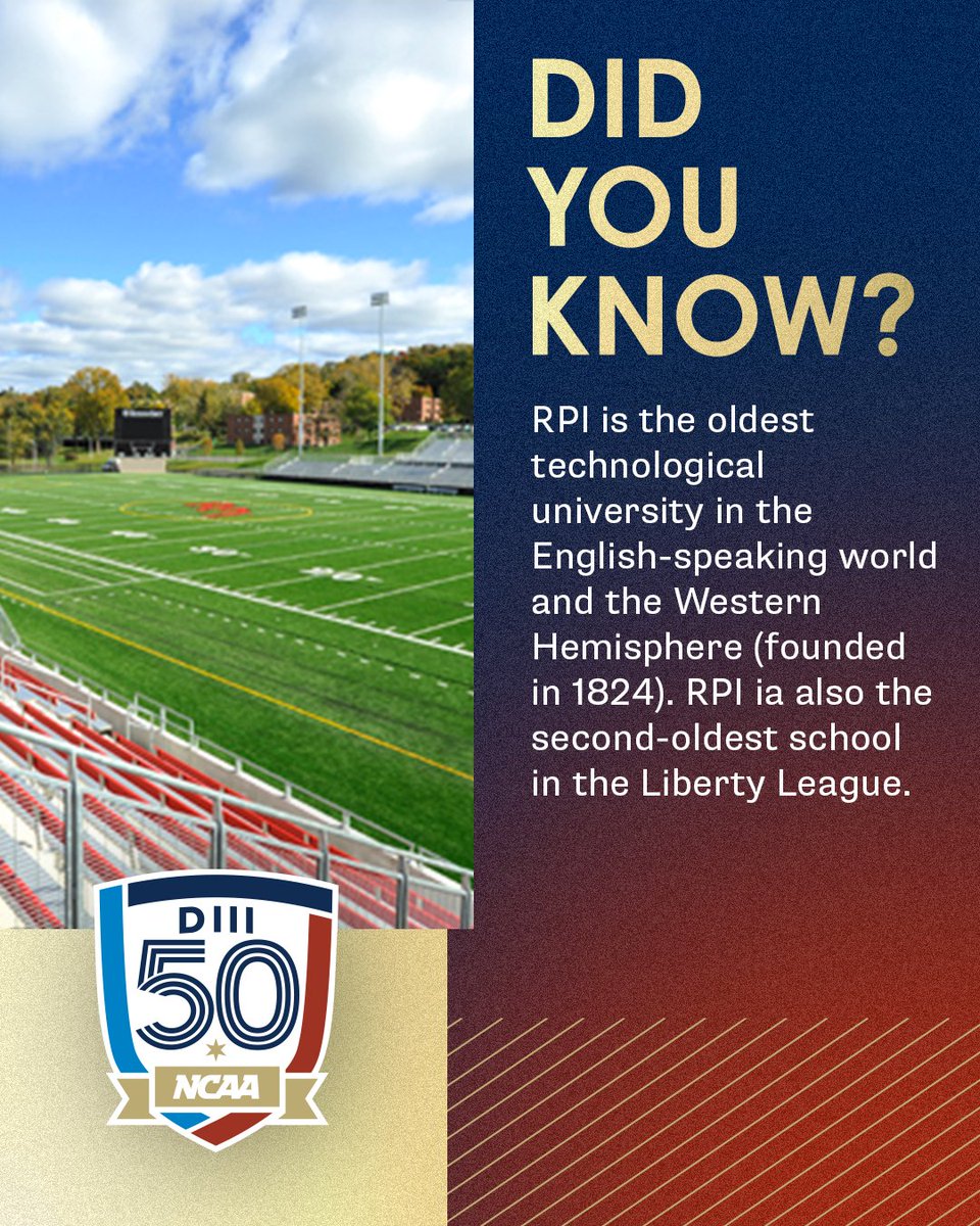 🗣️ DID YOU KNOW?!? A staple on the hill here in Troy, @rpi set the scene for technological schools in the United States (and the world 🌎) and in the sports scene in the northeast in the @LLAthletics! #LetsGoRed 🔴 #D3Week 🔴 #WhyD3