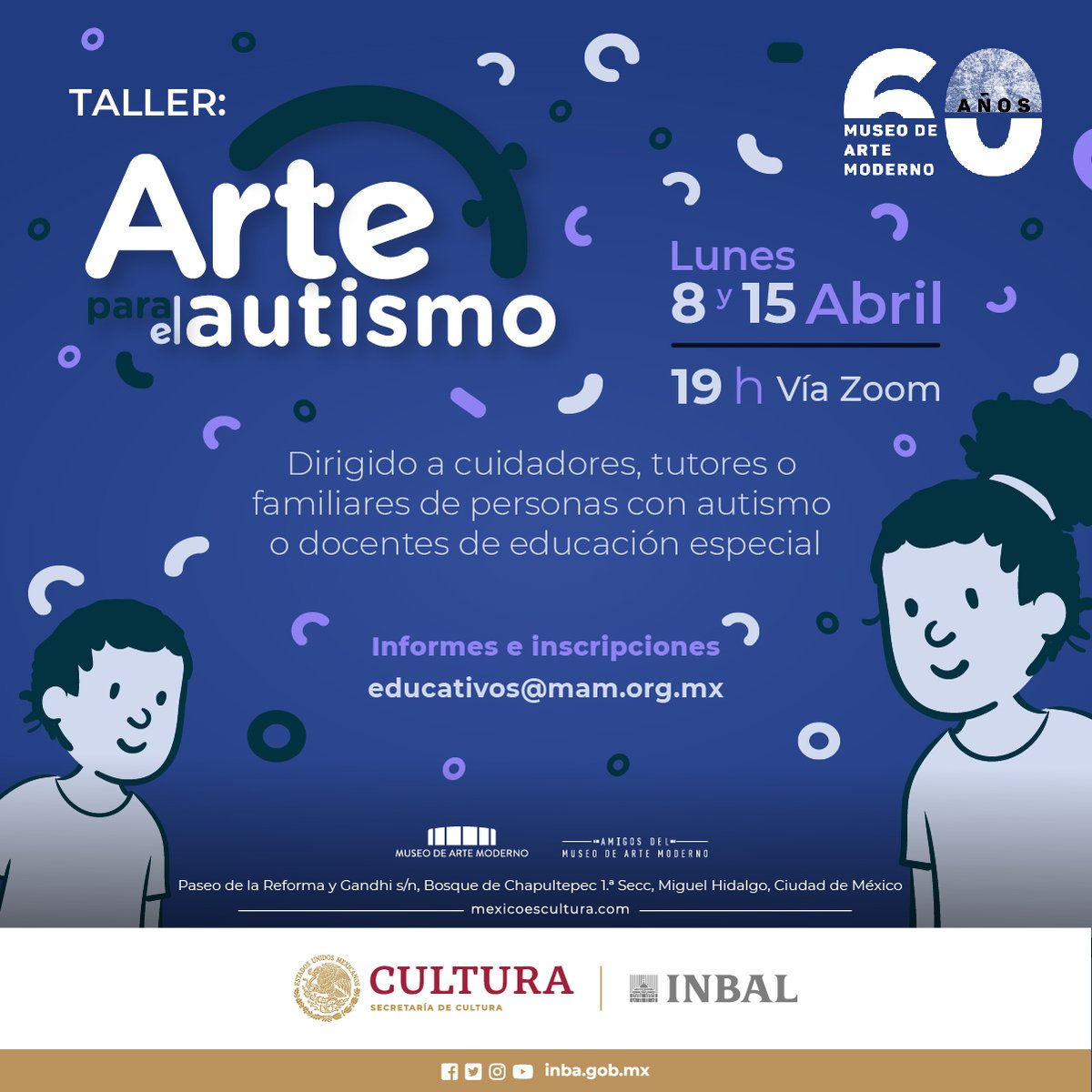 ¡Atención cuidadores, tutores o familiares de personas con autismo o docentes de educación especial! ¡Regresa el taller virtual 'Arte para el autismo'! Te contamos en este hilo ⬇️