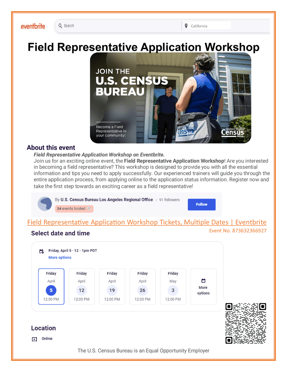 Looking to earn competitive wages and still enjoy flexible hours? Become a Census Bureau field representative and help make an impact in your community. #ApplyNow: census.gov/about/census-c… #CensusJobs #SELA