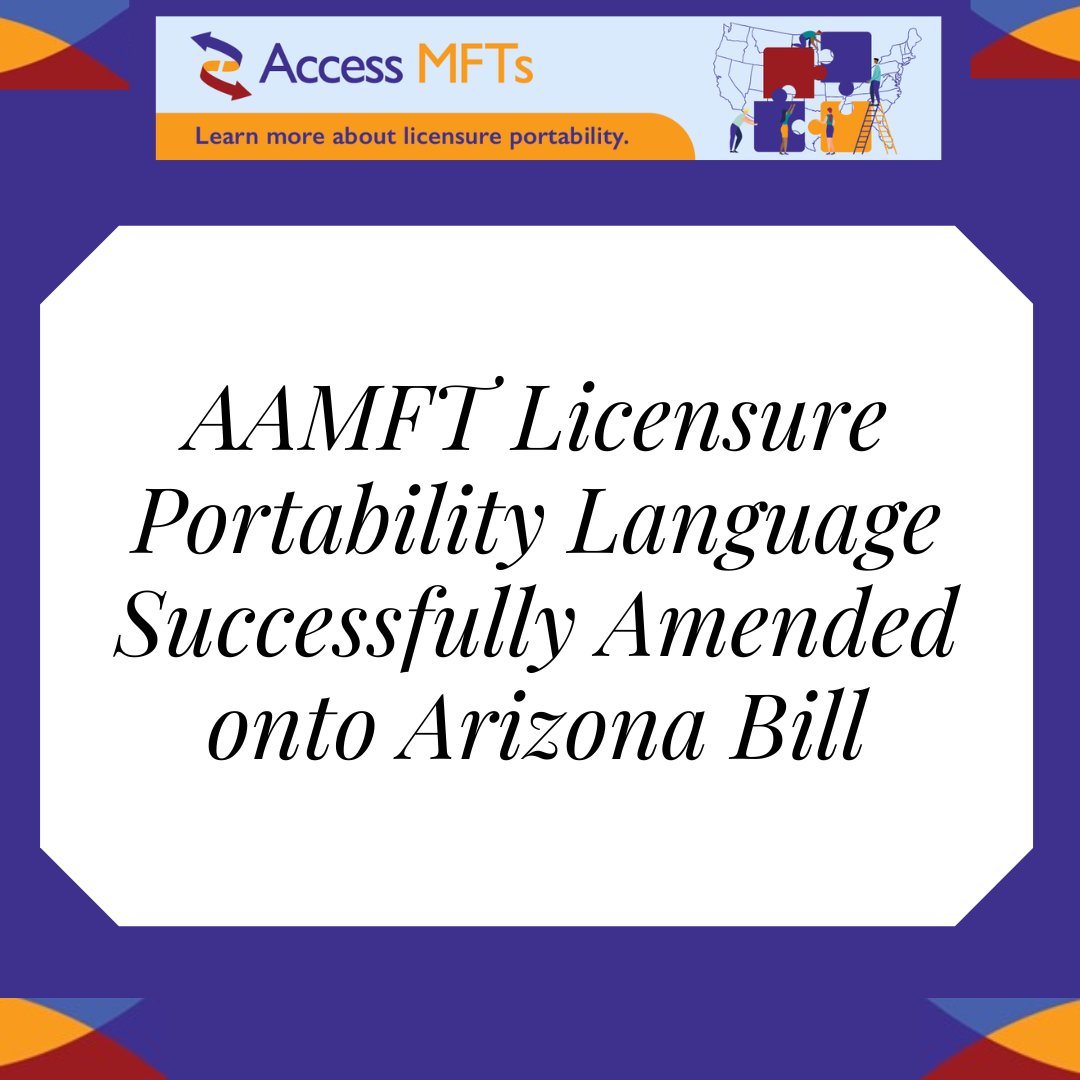 Arizona Portability Update! Learn more with the link below. networks.aamft.org/portability/bl… #AAMFT #therapy #familytherapy #mentalhealth #clinicians #therapist #counseling #psychotherapy