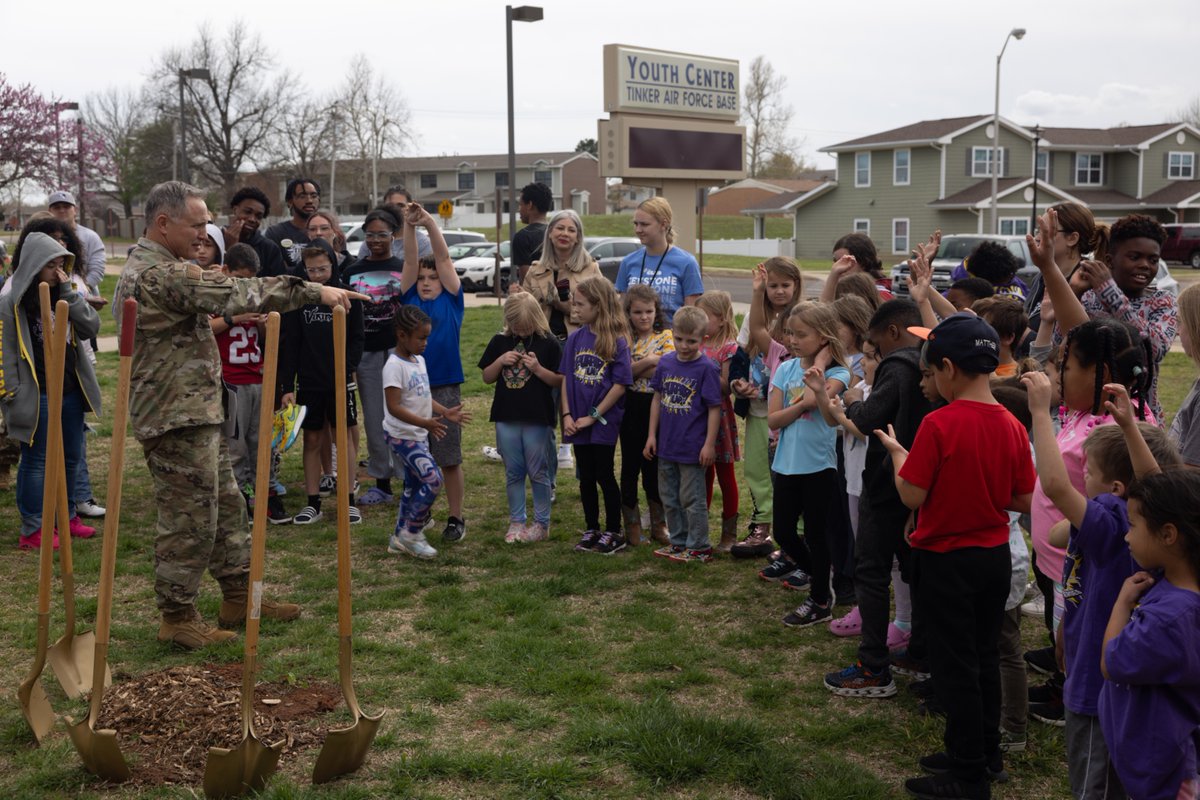 #TeamTinker celebrated Arbor Day last Friday. Children at the Youth Center learned about trees from the Tinker Natural Resources Office and Oklahoma Forestry Services. They will be leaving their mark on Tinker by planting their own Kentucky Coffee Trees across the base.