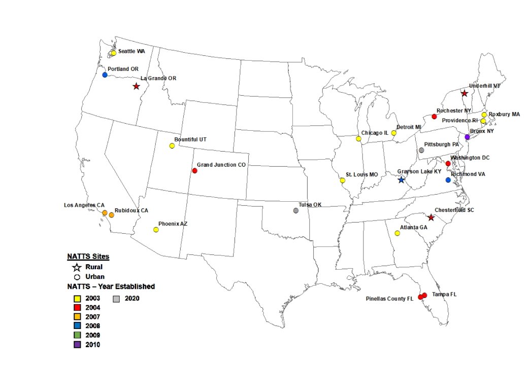 This is a map of the @EPA air toxics monitoring stations. Why do none exist in LA and TX? @DrBobBullard?