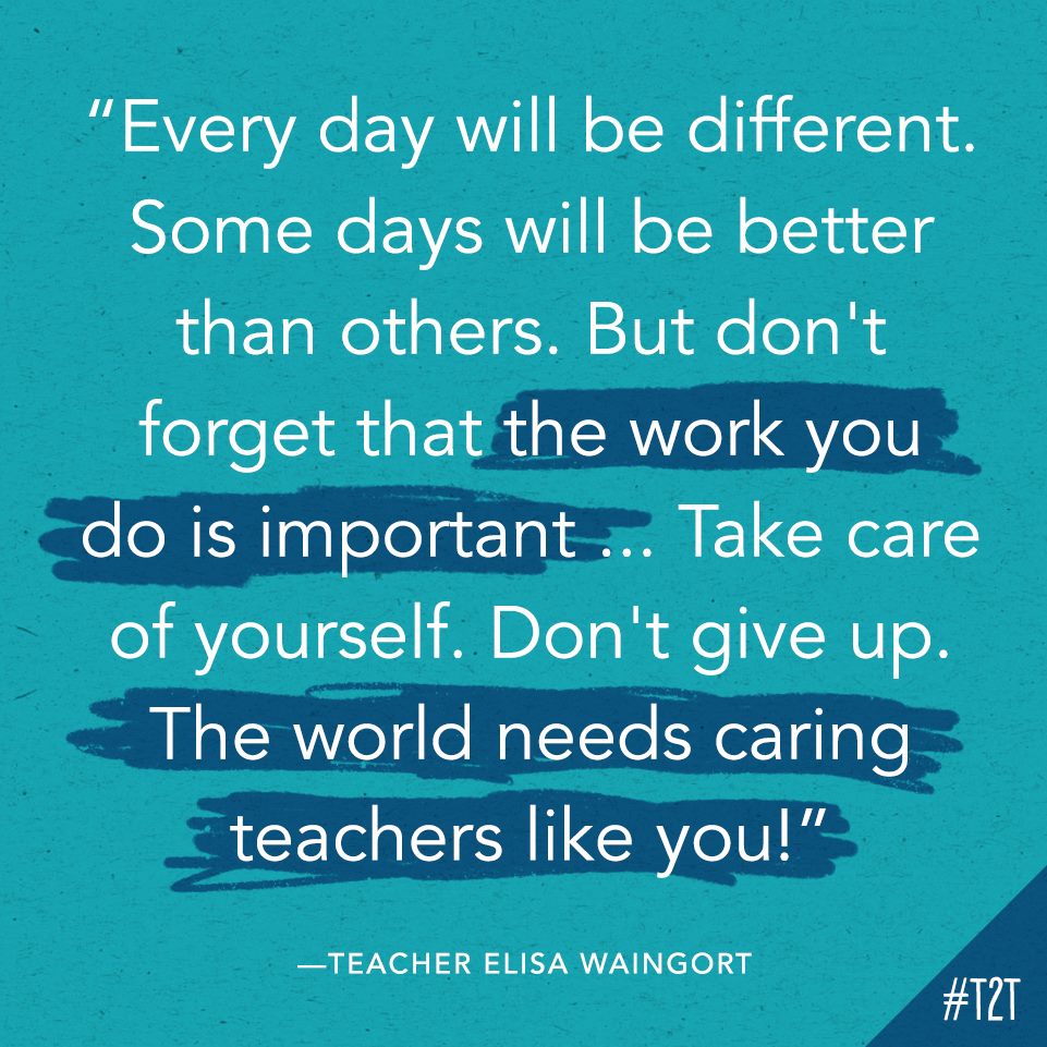 Teacher2Teacher (@teacher2teacher) on Twitter photo Whatever kind of day you have today, your work matters.
(Wisdom via T <a href="/ElisaW5/">Elisa Waingort</a>) #TeacherFriends Whatever kind of day you have today, your work matters.
(Wisdom via T <a href="/ElisaW5/">Elisa Waingort</a>) #TeacherFriends