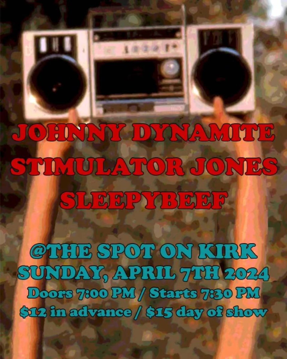 SUNDAY NIGHT at The Spot! Johnny Dynamite and the Bloodsuckers Stimulator Jones Sleepybeef Sunday, April 7th, 2024 Doors 7:00PM | Starts 7:30PM $12 Advance | $15 Day of Show Tickets here: events.wsls.com/e/johnny-dynam…