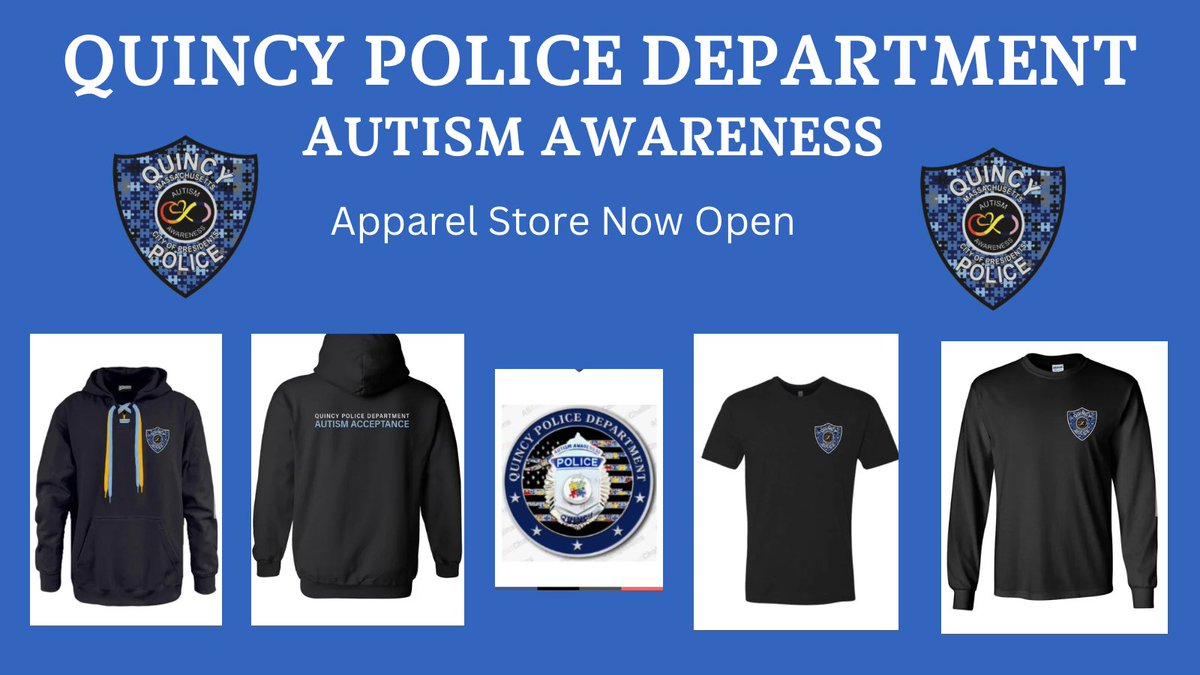 QPD is raising awareness & funds for 2 inclusive athletic programs in @CityofQuincy 100% of the profits will be split between the programs🧩 #AutismAcceptanceMonth qpdapparel.com/quincy_police/…