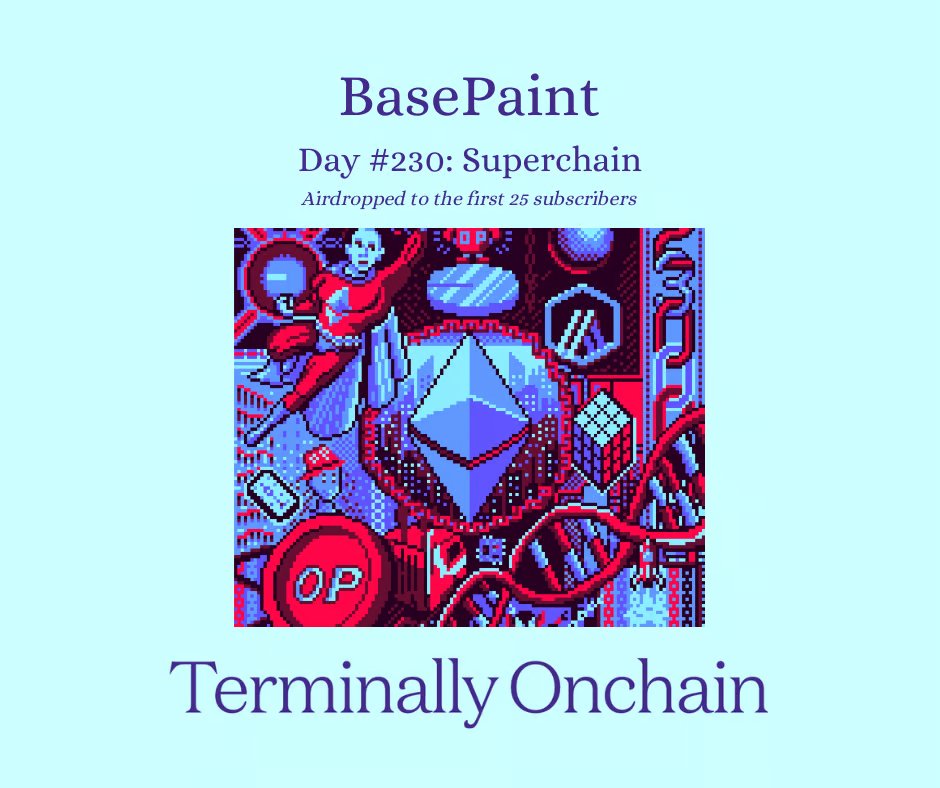 YB’s been discovering new ways to be onchain for a while now, and we’re excited to collaborate with him for a couple of small Terminally Onchain projects, first of which is a BasePaint canvas giveaway for the first 25 Terminally Onchain subscribers. Seemed fitting to give this…