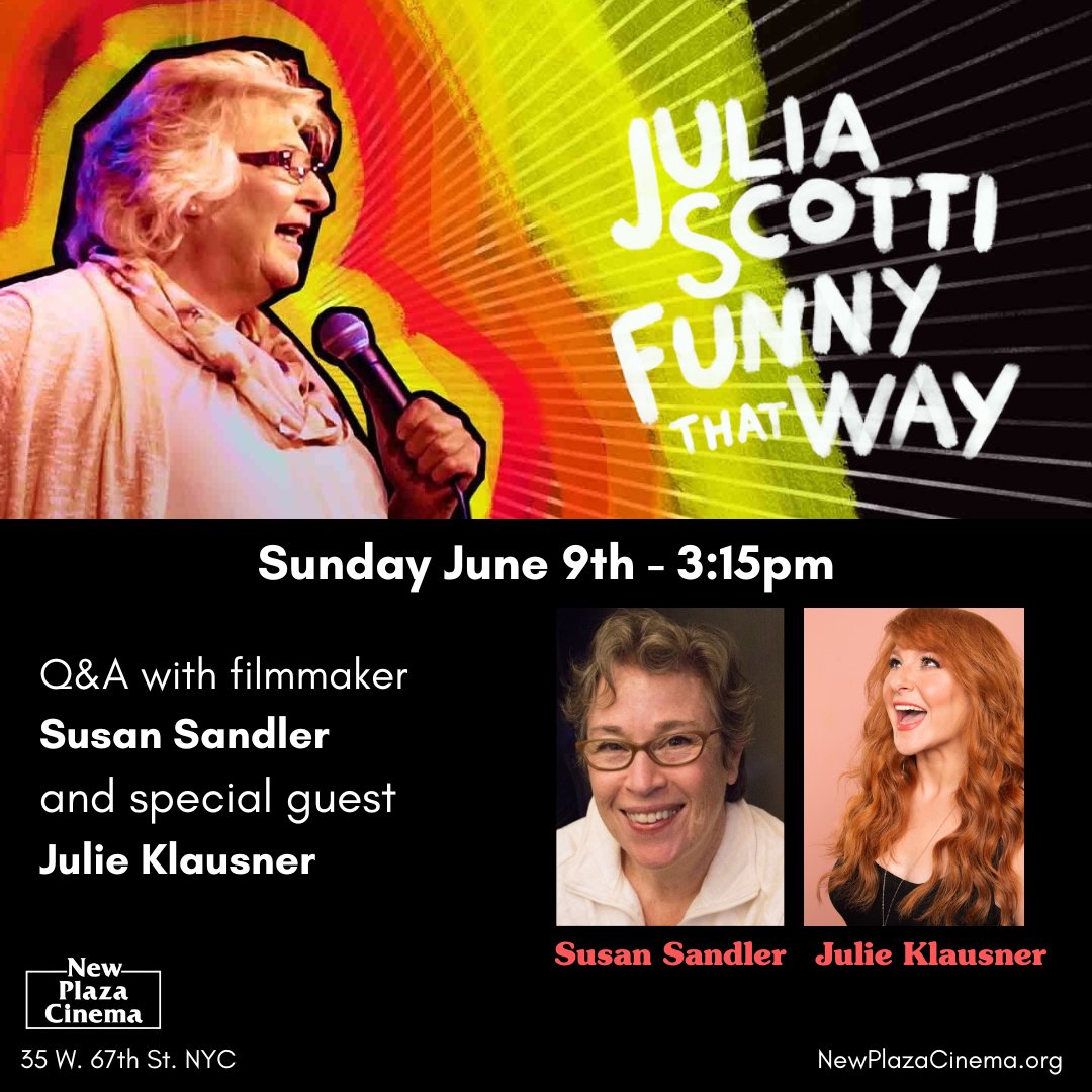 Just announced! “Must-see” — <a href="/IndieWire/">IndieWire</a>

JULIA SCOTTI: FUNNY THAT WAY — Sun June 9th 3:15pm at <a href="/NewPlazaCinema/">New Plaza Cinema</a>

Get tickets before they sell out! ticketing.useast.veezi.com/purchase/1312?…