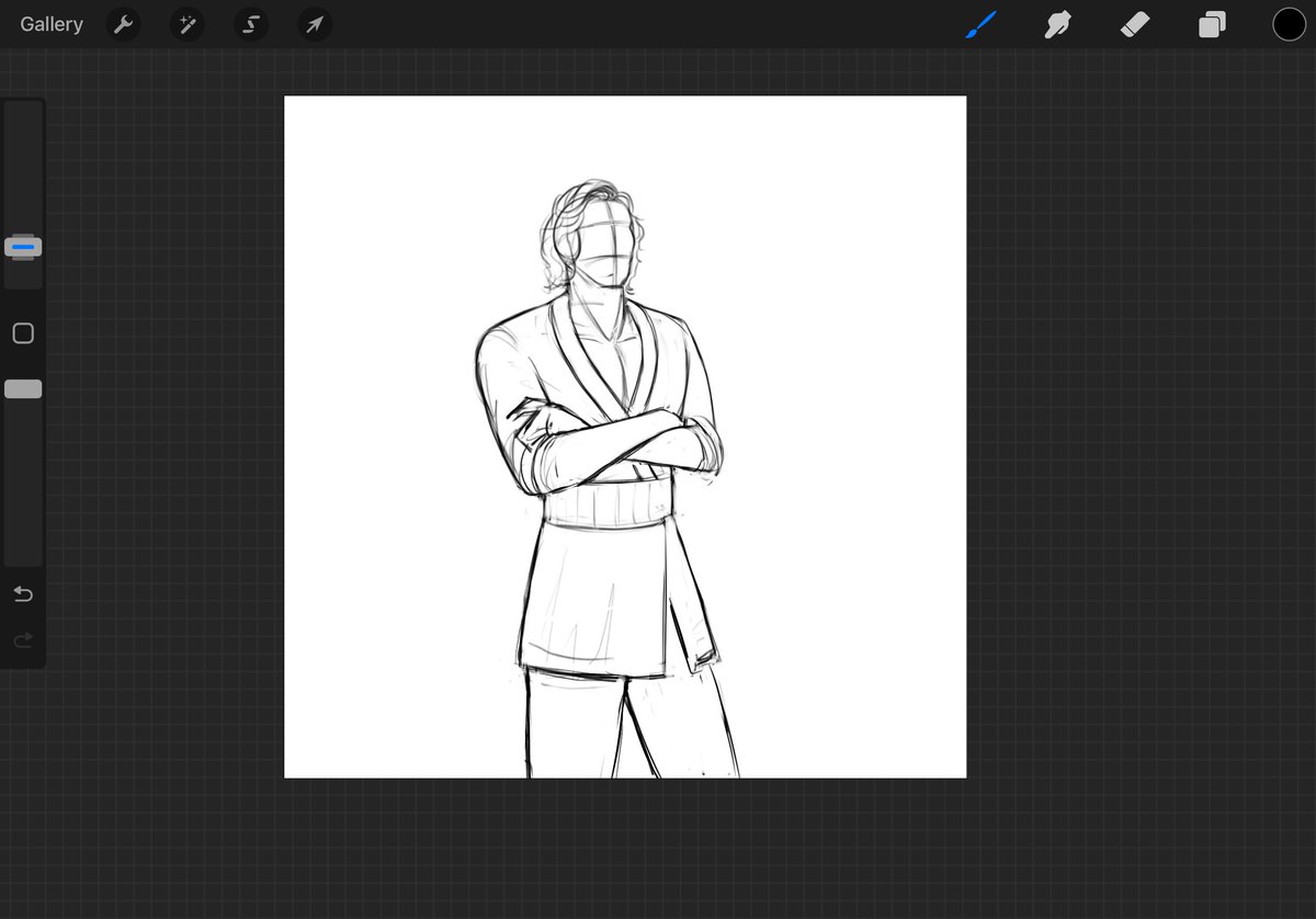 I haven't been working on anything really, other than practice pose sketches and studies. I might do something with this Jedi Ben sketch, though. #reyloww