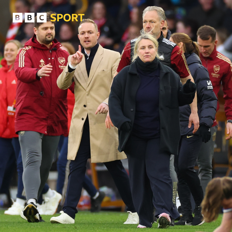 BBCSport's tweet photo. The FA will take no action after Emma Hayes appeared to shove Jonas Eidevall at the end of Sunday's League Cup final.