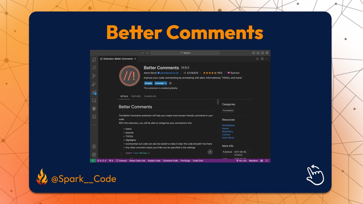 Spark__Code's tweet image. #vscode extensions you didn't know that can be really handy!
#Part 1  

#SparkCode #tech #SoftwareDevelopment #WebsiteDevelopment #mobiledevelopmentcompany #SoftwareEngineering #DreamsComeTrue #creativity #GraphicDesign #programming #development #exciting #inspiration