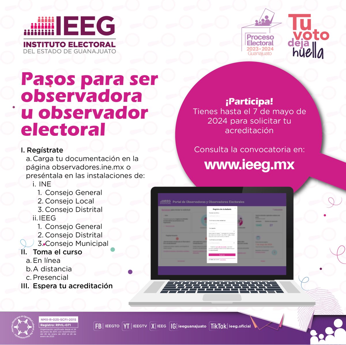 ¡Participa como observador u observadora electoral! Conoce aquí los detalles: api.ieeg.mx/repoinfo/Uploa… @IEEG