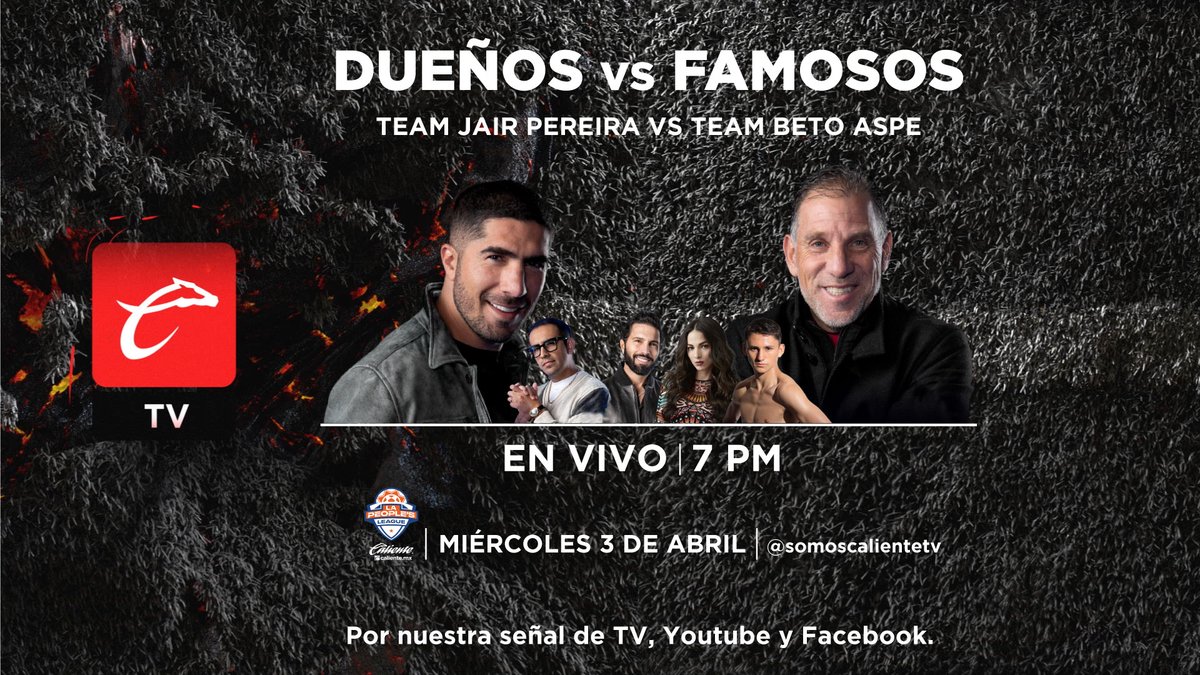 😎🤟 ¡No te pierdas el partido de la semana de @LaPeoplesLeague! 🎉 Disfruta a través de #SomosCalienteTV el partido entre Dueños y Famosos. ¿Eres Team @betogarciaaspe8 o Team Jair Pereira? Sigue TODA la TRANSMISIÓN EN VIVO 📺 ➡️ bit.ly/49p3naD