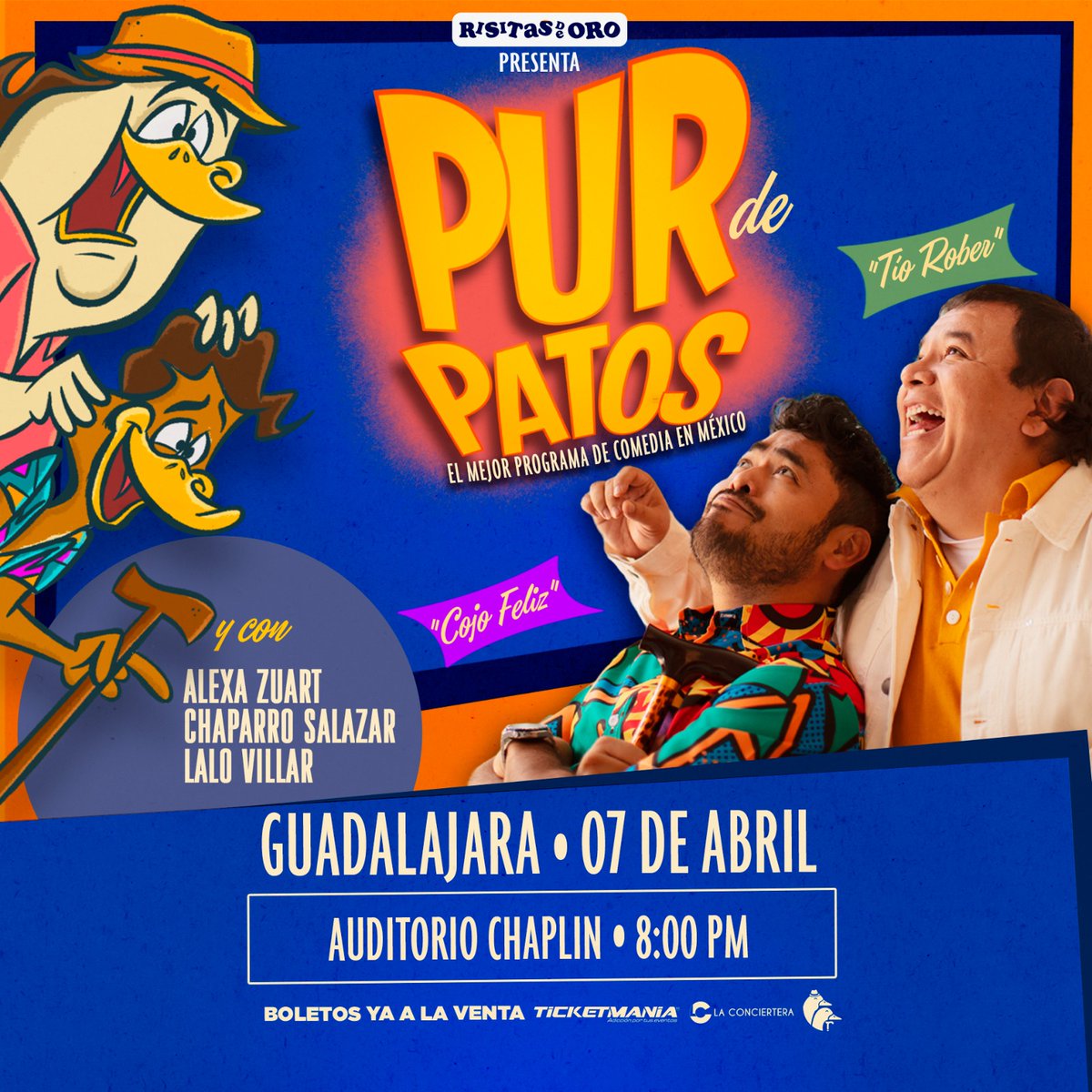 Banda de #Guadalajara aún quedan boletos para la segunda fecha, domingo 7 de abril, los vemos el @cojofeliz , toda la logia y su servilleta. Cámara!! 🎟bit.ly/PurDePatosGDLII