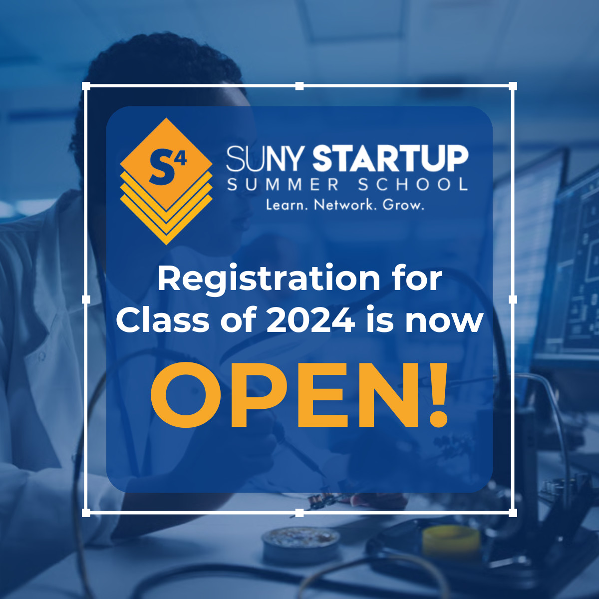 All SUNY faculty, students, staff, and startup leaders with entrepreneurial ambition are encouraged to enroll in SUNY Startup Summer School (S4). This free program runs from early June through mid-August. The registration for S4 Class of 2024 is open! rfsuny.org/s4