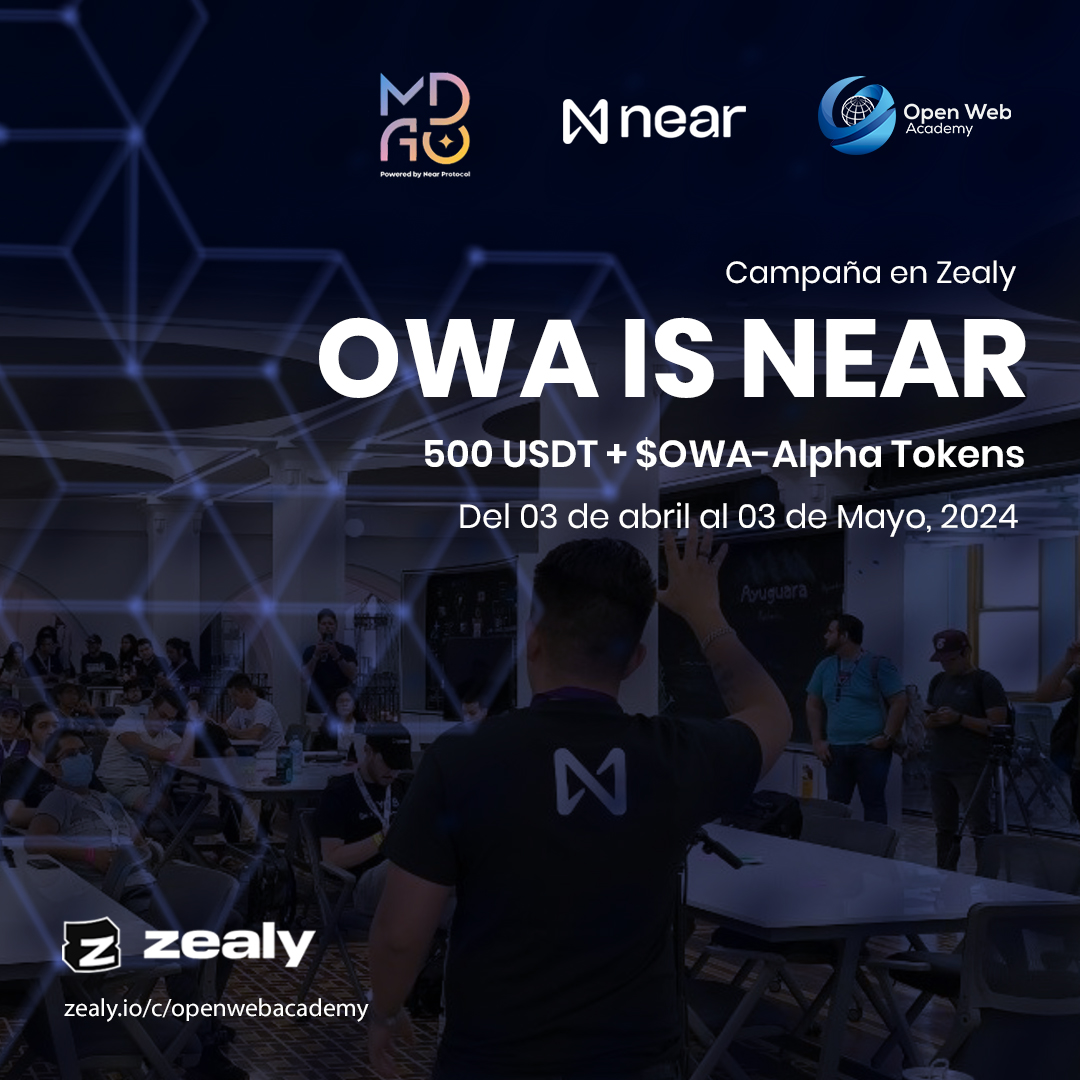 openwebacademy_'s tweet image. 📣 Atención Buidler: ¡Prepárate para una experiencia ON-CHAIN! ⛓️  

➡️ ¡Ya puedes participar en nuestro sprint OWA IS NEAR en #Zealy y ser recompensado por interactuar en cadena, gracias al apoyo de @MarketingDAOers! 🚀 

No te lo pierdas. 👀⬇️ 

zealy.io/cw/openwebacad…