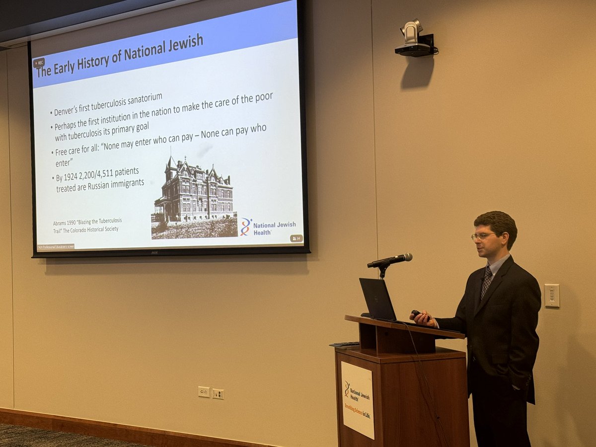 #DenverTBCourse is underway! Dr Jared Eddy, MD, MPhil, MSc, discusses the history of #TB & @NJHealth 125 year experience of treating the disease #MedEd #MedX #Tuberculosis #EndTB