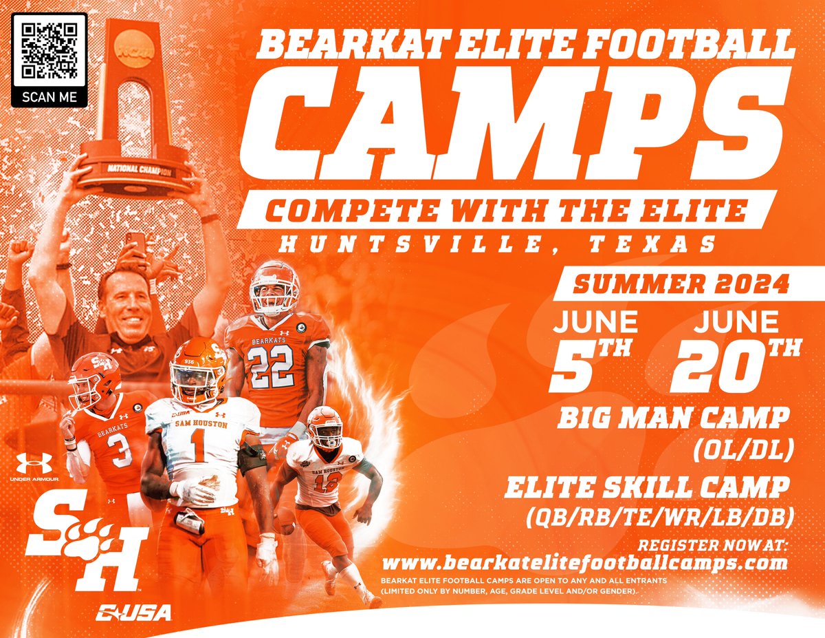 COMPETE WITH THE ELITE. Make sure to sign up and show out in Huntsville this summer by registering for one of our camp dates in June! Register using link below ⬇️ 🔗: …rkatelitefootballcamps.totalcamps.com/About%20Us