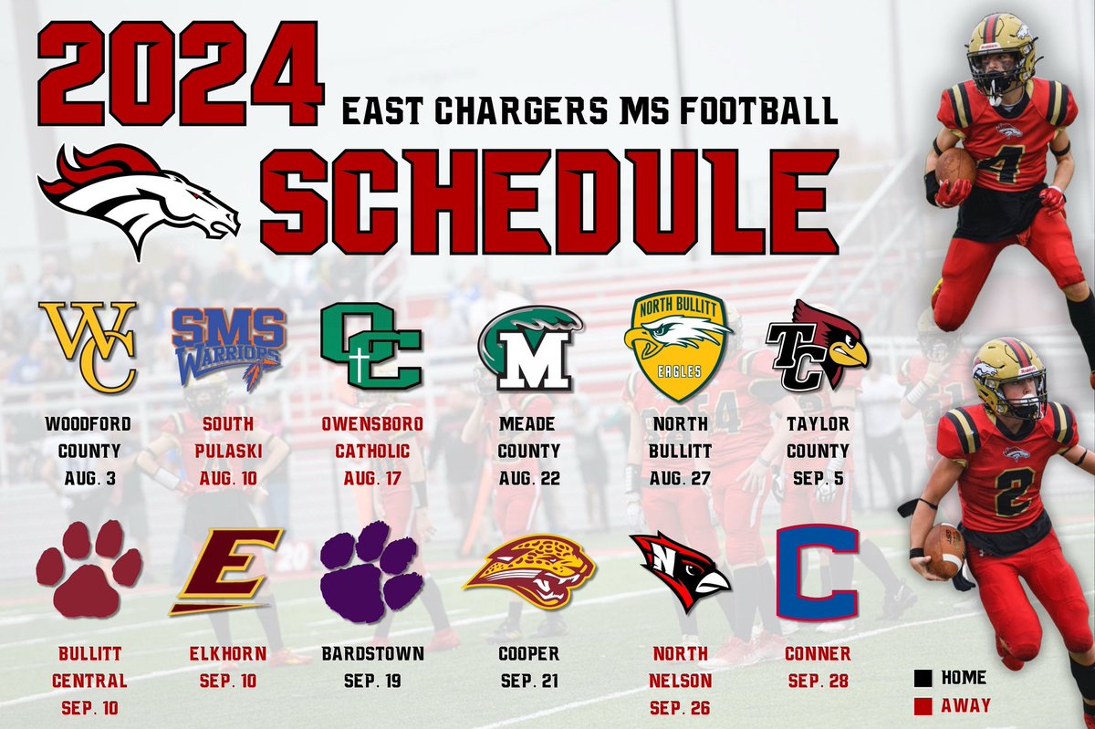 2024 East Chargers Middle School schedule 🏈