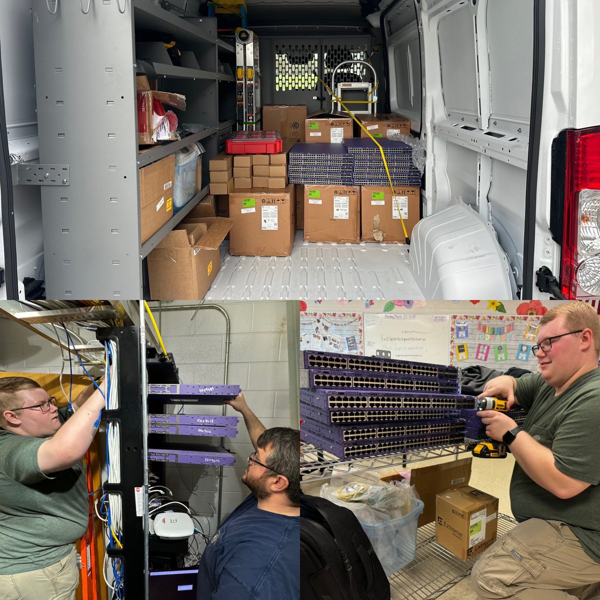 wkingbg's tweet image. Long breaks mean big technology upgrades in BGISD! The team installed new WiFi access points &amp;amp; @ExtremeNetworks switches @BGJHS for much smoother surfing 🏄🏼, revamped security &amp;amp; storage,  rolled out new @Promethean panels, &amp;amp; of course fixed plenty of Chromebooks! 💻 #techcrossfit